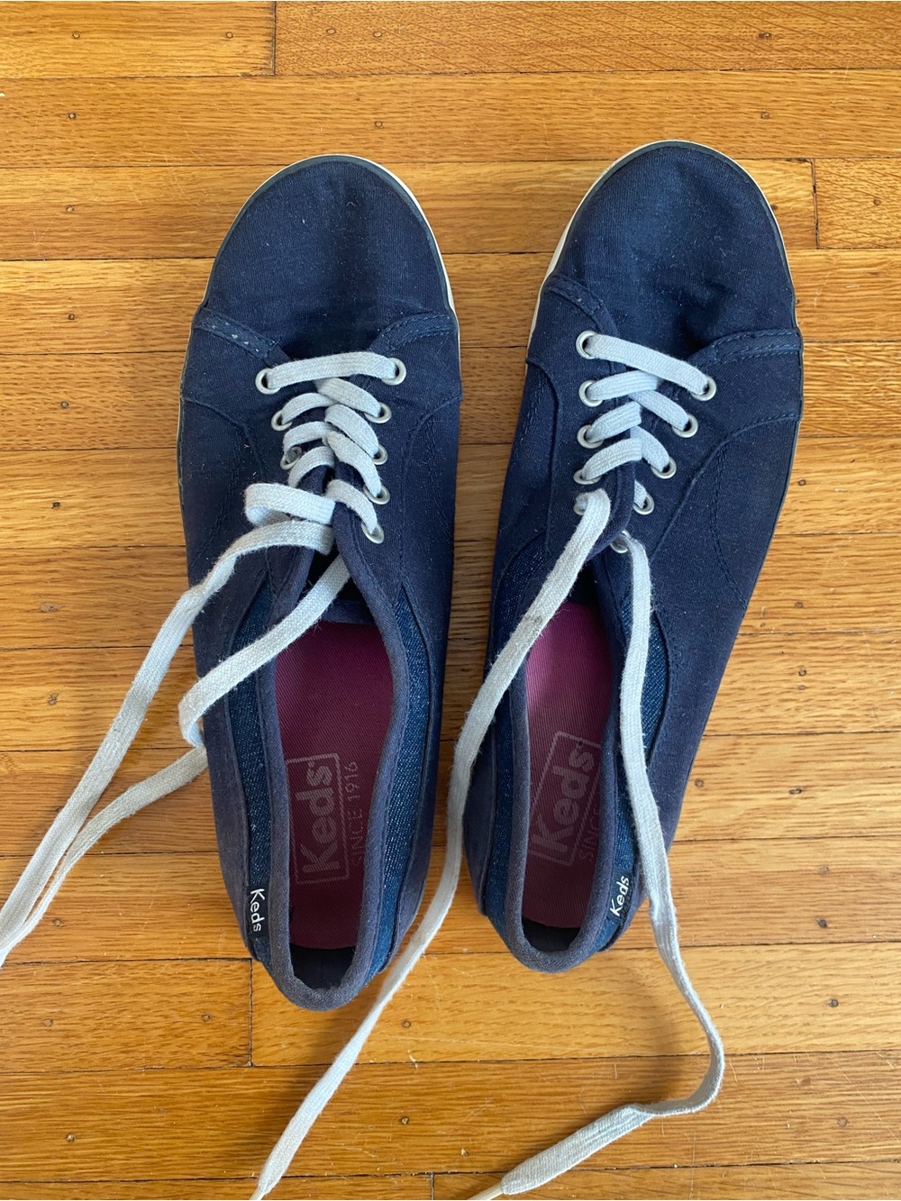 Keds Navy Canvas Low-Top Sneakers with White Laces